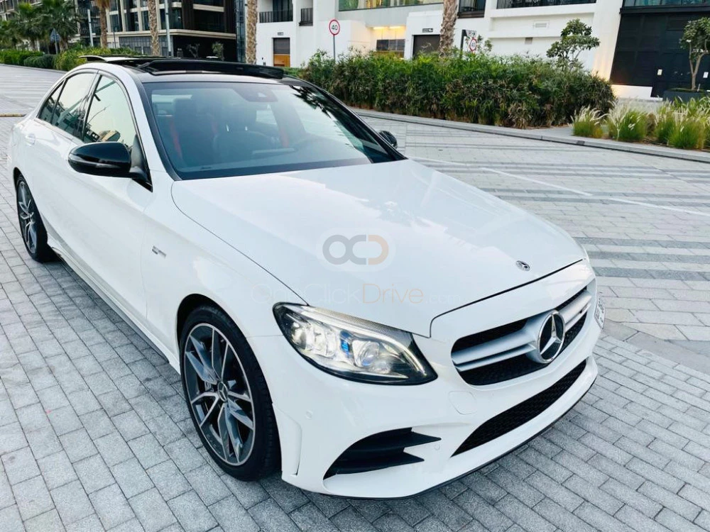 Off White Mercedes Benz AMG C43 2020 for rent in Dubai 1